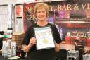 Shirley Jones at the festival bar with the award