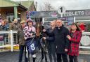 Mactavish with jockey Stan Sheppard and connections after winning at Hereford Racecourse