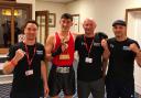 Sam Muirhead with coaches from Bromyard Boxing Club