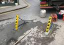 New bollards are being installed in Hay-on-Wye to stop cars going into the town centre