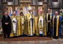 The Very Revd Sarah Brown, third left, has become the first female Dean of Hereford                     Picture: Gordon Taylor