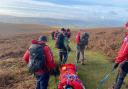 A woman has been carried to safety after falling and injuring herself on the Sugarloaf, between Hereford and Abergavenny. Picture: Longtown Mountain Rescue Team