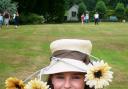 Annabelle Craske enters the Craziest Hat competition at Canon Pyon Fete.