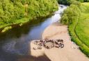 A drone image of the protest by 130 citizen scientists by the river Wye. Picture: Aerial Photography Wales