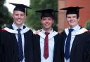 Matt, Tom and Lewis Hammond pictured on their graduation day, with the ceremony held at the Principality Stadium in Cardiff. Picture: Michael Hall/Cardiff University