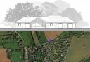 Elevation and location of the proposed bungalow in Cradley, now refused.
