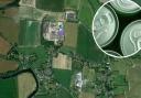Aerial view of the proposed canning plant\'s location near Hampton Bishop. Picture: Google