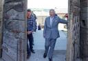 The Prince of Wales officially opened Hay Castle by pushing open the oldest gate in situ in the UK in Hay-on-Wye