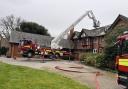Hereford Fire Station's aerial ladder platform was used to tackle a fire at a house in Breinton