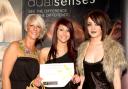 L-R Sarah Farr from Keith St Peters, apprentice Harriet Harris and model Zoe