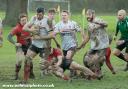 Gareth Jones on his way to score Hereford’s third try during their victory over Berkswell & Balsall