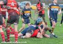 Jake Cheshire goes over for a try during Hereford RFC’s 20-26 victory at Worcester