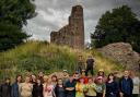 The Digging for Britain team with archaeology students at Snodhill Castle