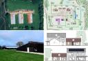 The current poultry sheds, and layout and a house design from the development proposal