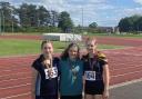 Hereford and County Athletics Club members Romerleigh Parker, Esme Benjamin and Maisie Wood