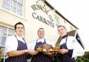 Above left: Back in the carvery at the Bunch of Carrots are Matt Cleary, Tom Wortley and Tom Darville