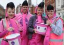 The haven's pink flamingo fundraisers from left: Sophie Jones, Andy Lewis, Frankie Devereux and Lesley Leach.