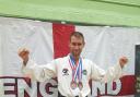 Luke Hall with his two World Championships gold medals