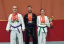 Medalists at the European Championships are (l-r) Oskar Domanski, Ben Hargreaves and Kelly Marshall