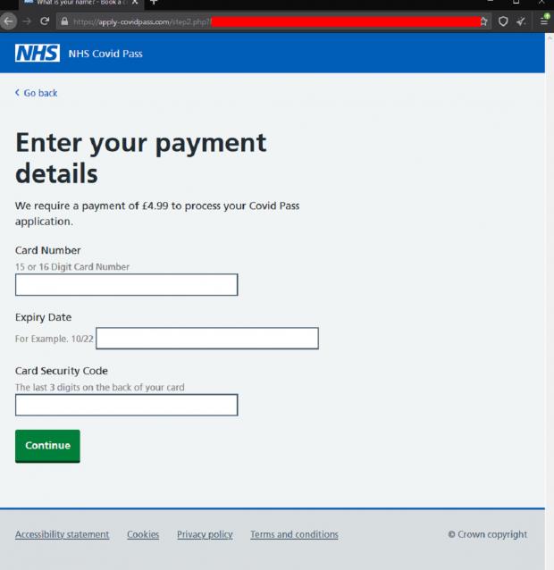 Hereford Times: The fraudulent website has been designed to look identical to an official NHS page (Malwarebytes)