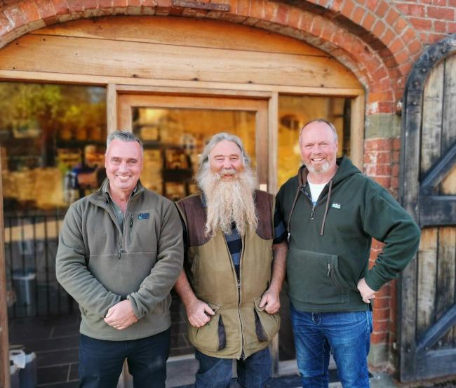 Denis Gwatkin, centre, will feature on Channel 5's This Week on the Farm with David Nicholson, left, and Rob Nicholson, right