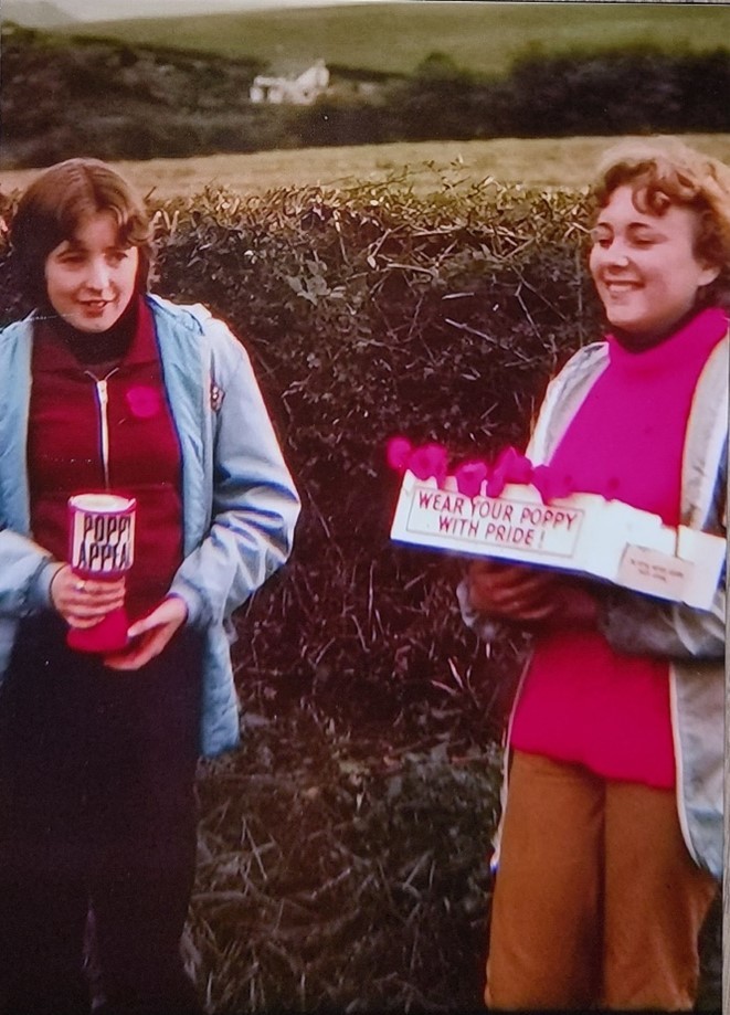Jackie and her friend Viginia collecting in 1979, aged 17