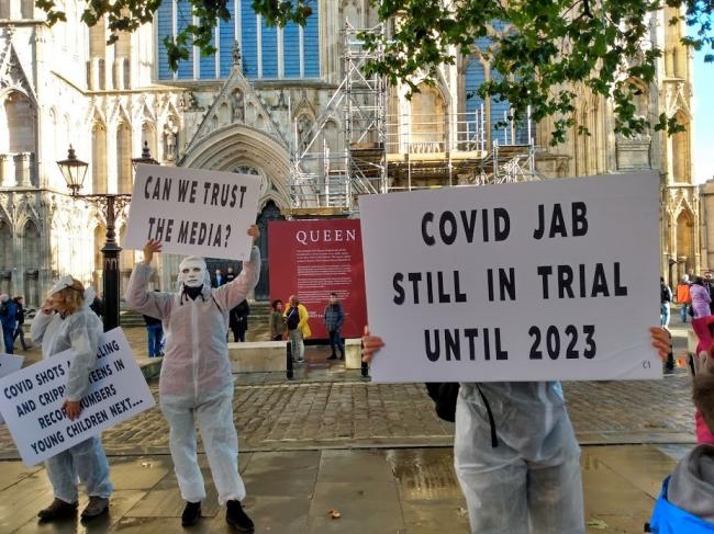 Anti-vax protesters pictured in York