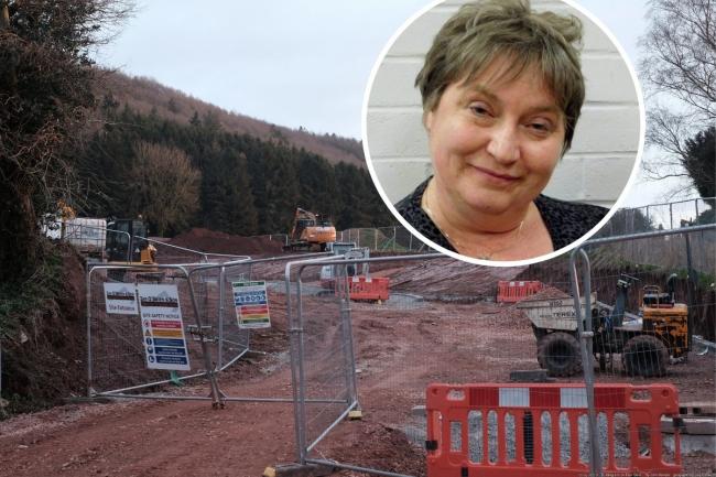 A Herefordshire development site, and (inset) Coun Liz Harvey.