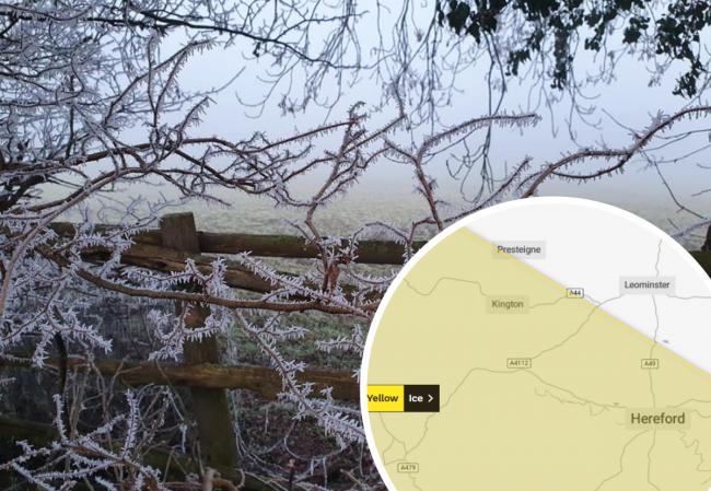There's a yellow weather warning for ice covering Herefordshire overnight. Picture: Katharine Simpson/Met Office