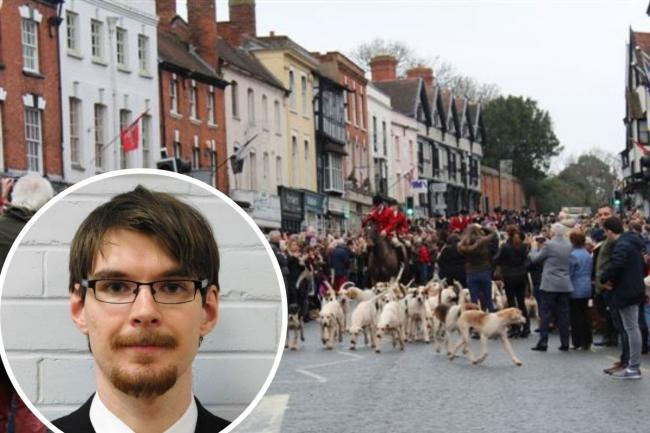 A previous year's Boxing Day hunt meet in Ledbury, and (inset) Coun Matthew Eakin, who put forward the motion to oppose it.