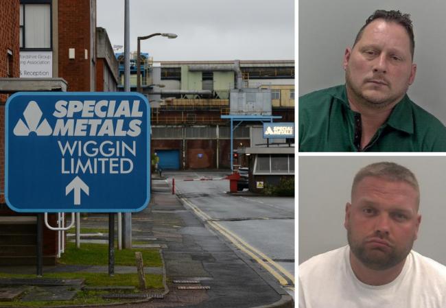 John Lee, top, and Tom Buckley, bottom, have been sentenced after metal was stolen from Special Metal Wiggin in Hereford, with a police pursuit following. Picture: James Maggs/West Mercia Police