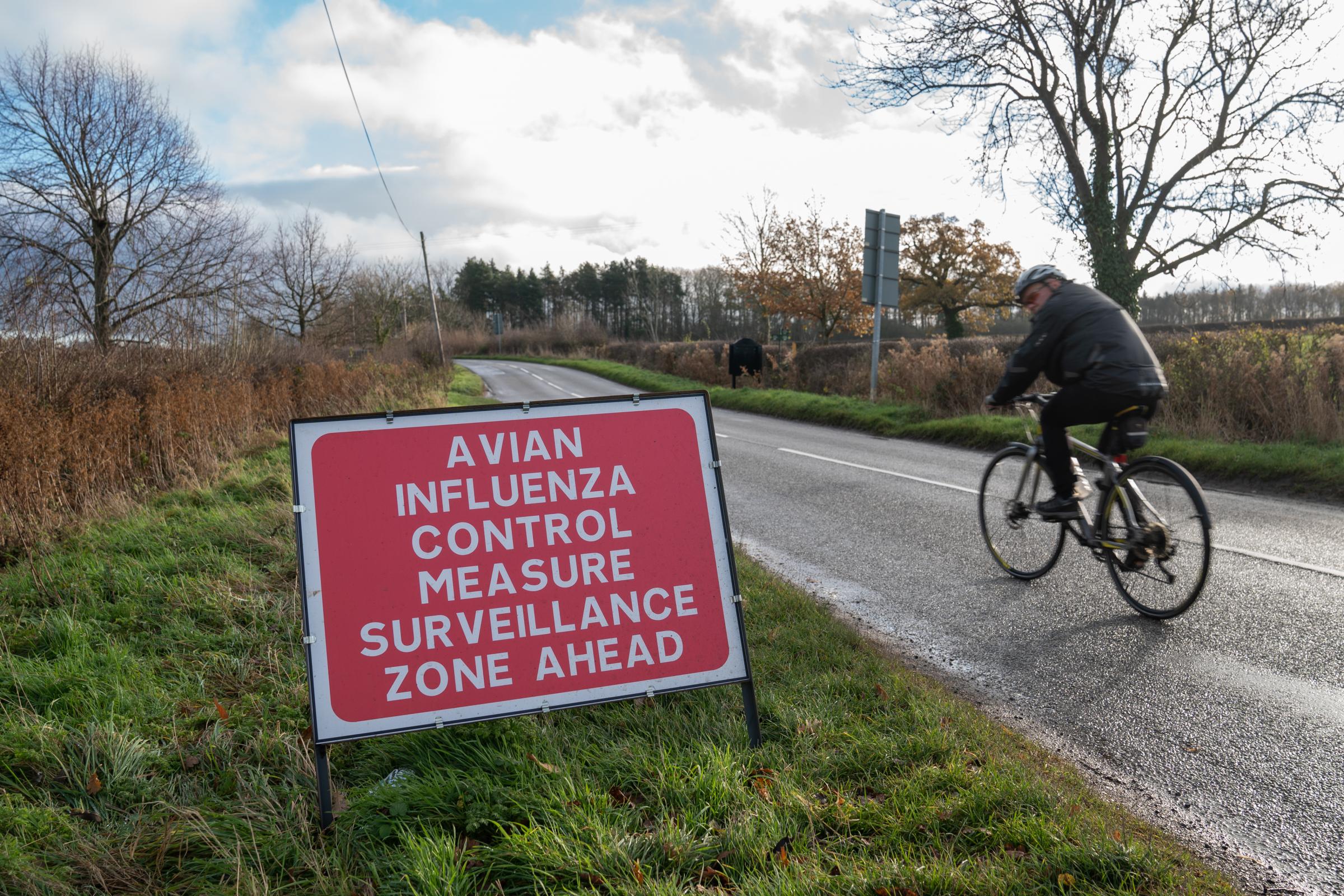 A warning sign for avian influenza (bird flu) in Barkby, Leicestershire. Picture date: Sunday December 12, 2021..