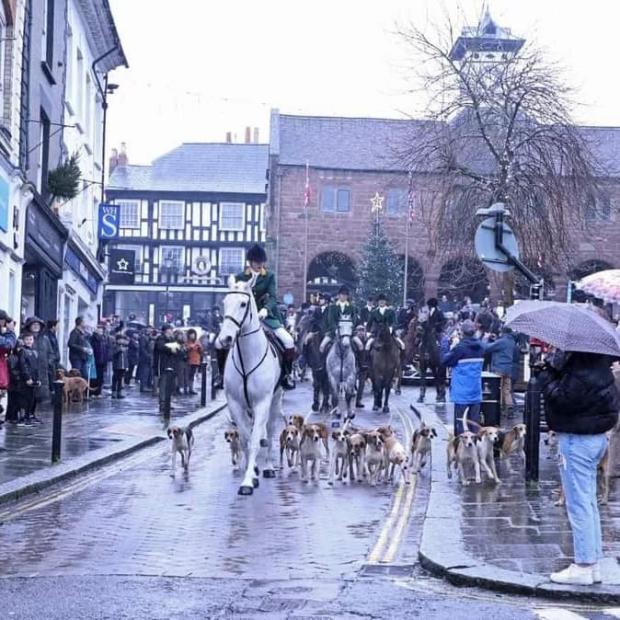 Hereford Times: Horses and hounds took to Ross-on-Wye as Ross Harriers held their 200th annual Boxing Day hunt Picture: Ross Harriers 