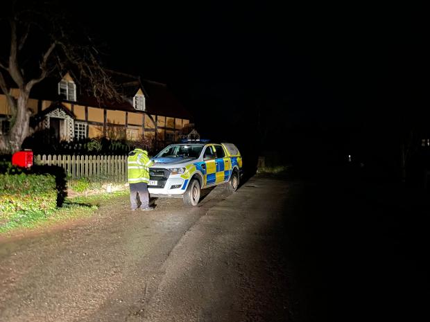 Hereford Times: A police officer in Moreton Eye, but not at the scene of the alleged murder