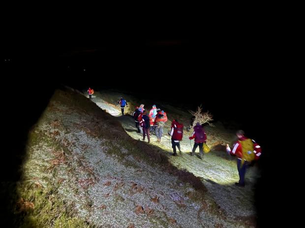 Hereford Times: The rescue went on well after sunset. Picture: Longtown Mountain Rescue Team 