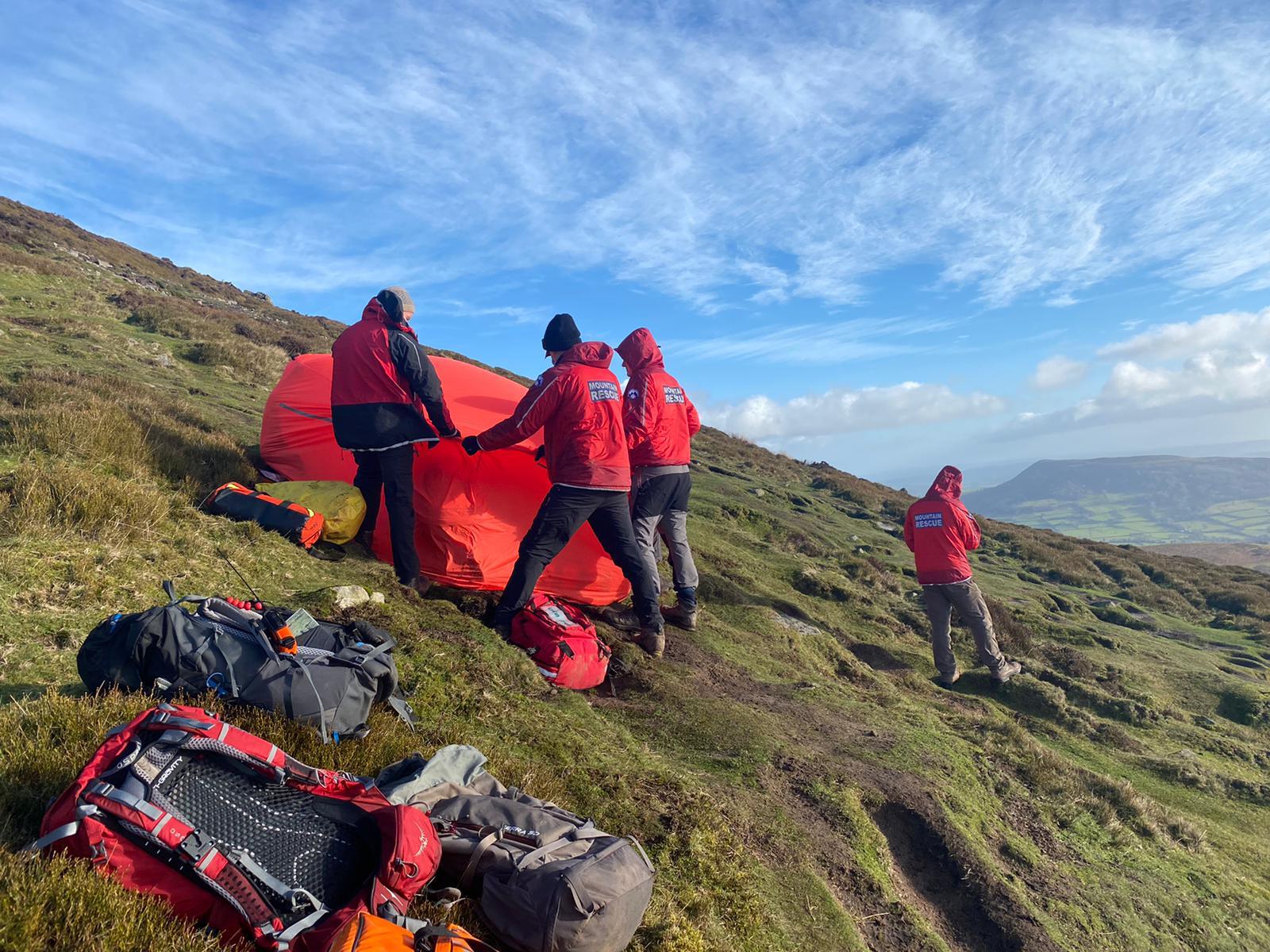 The mountain rescue team provided shelter until the woman could be carried to safety from the Sugarloaf. Picture: Longtown Mountain Rescue Team
