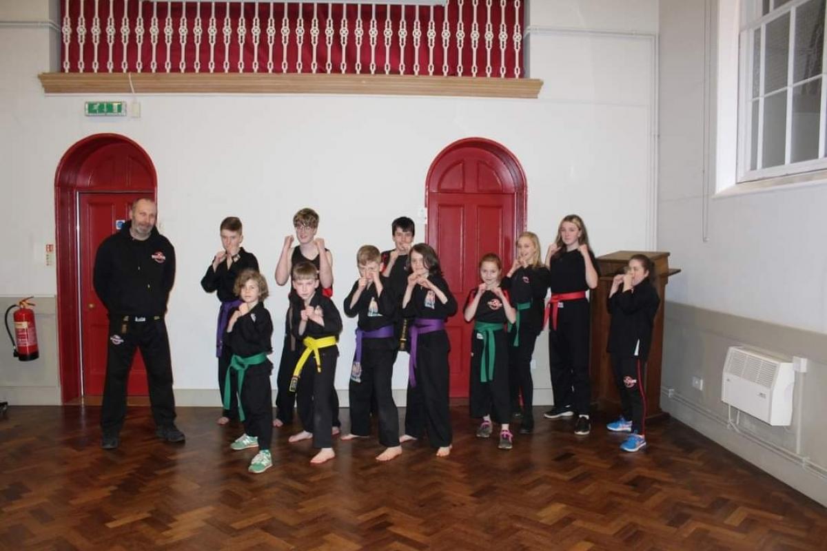 Matt Hudd with his students at his final kids session in Ledbury.