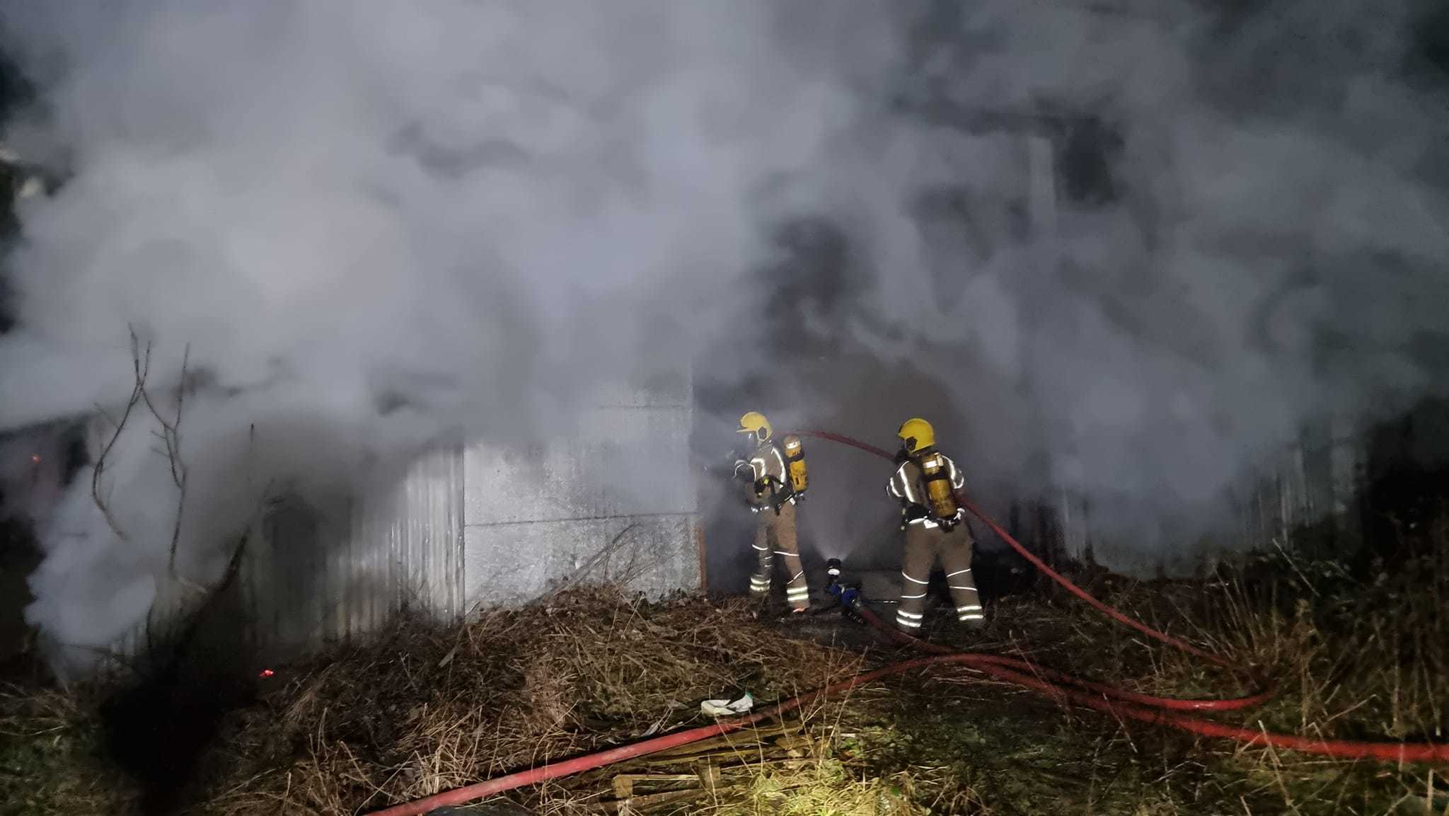 The barn was well alight when crews arrive, the fire station said. Picture: Kington fire station