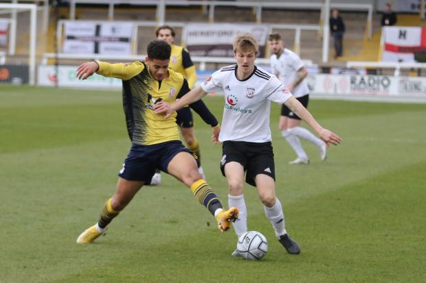 Hereford Times: Ryan Lloyd in action for Hereford. Picture: Steve Niblett