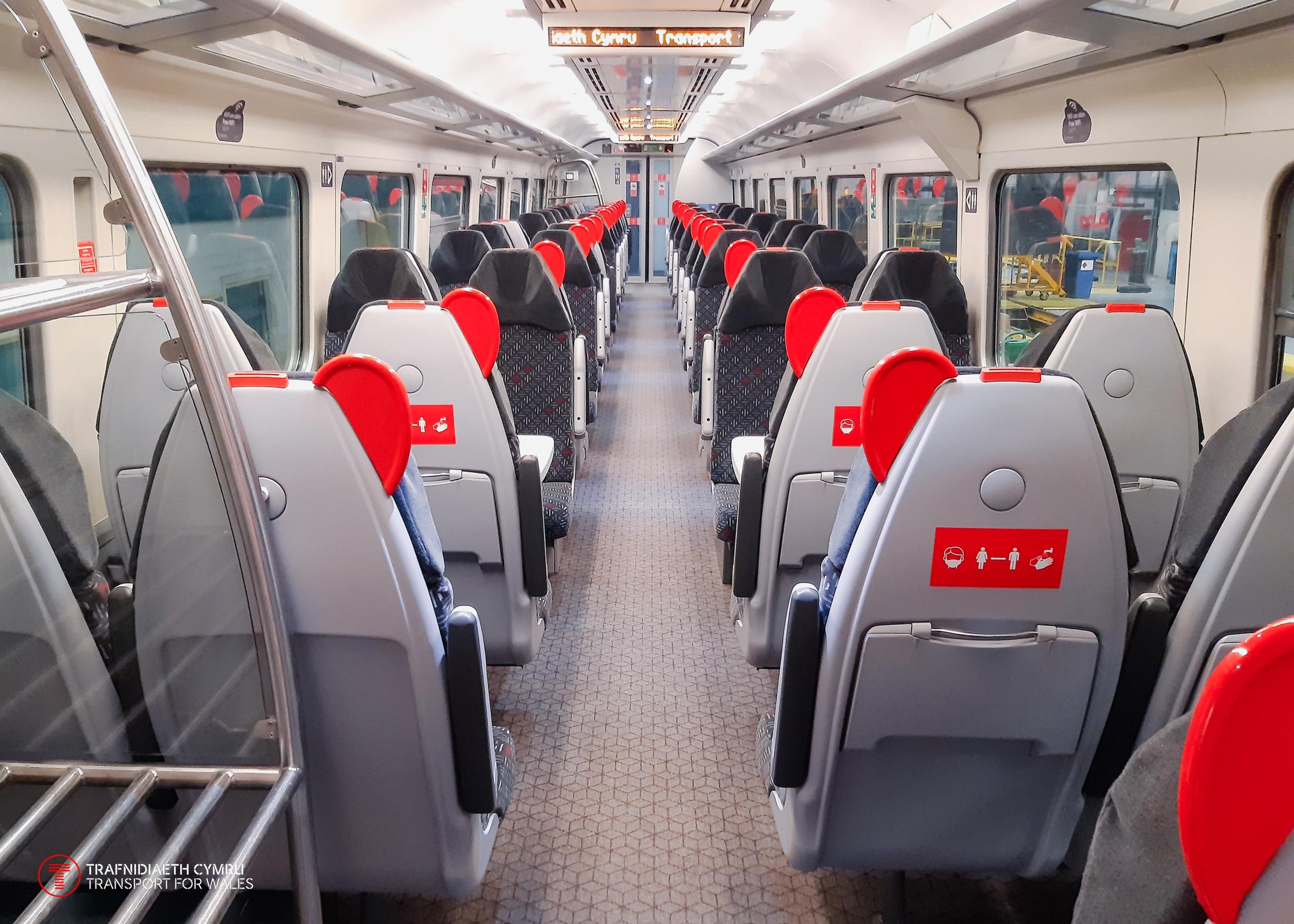 The refurbished interior of a class 158. Picture: Transport for Wales