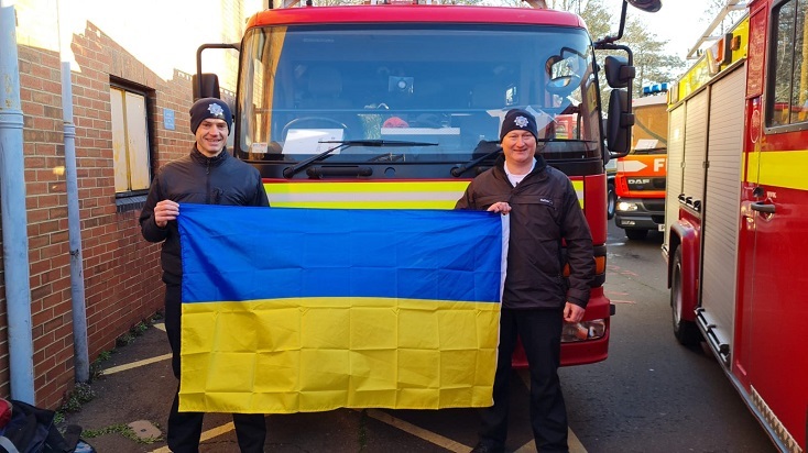 Station Commander Paul Roberts from our Training Centre and Watch Commander Mark Andrews from Herefordshire (West District) were in the convoy heading to Eastern Europe. Picture: HWFRS