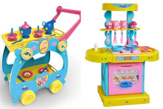 Hereford Times: Left: Tea Set & Serving Trolley (Lidl) Right: Peppa Pig Electronic Kitchen (Lidl)