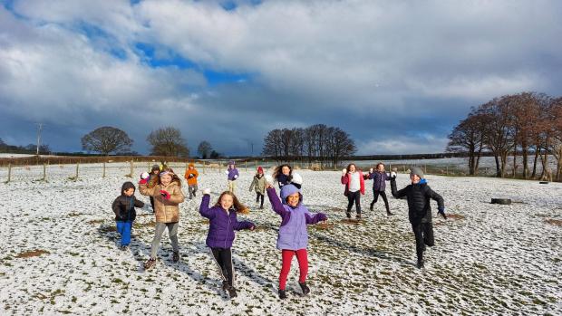 Hereford Times: There was enough snow in Michaelchurch Escley for children to have snowball fight