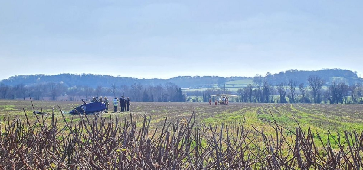 Paramedics, fire crews and police officers were all at the scene, in a field off Bromyard Road