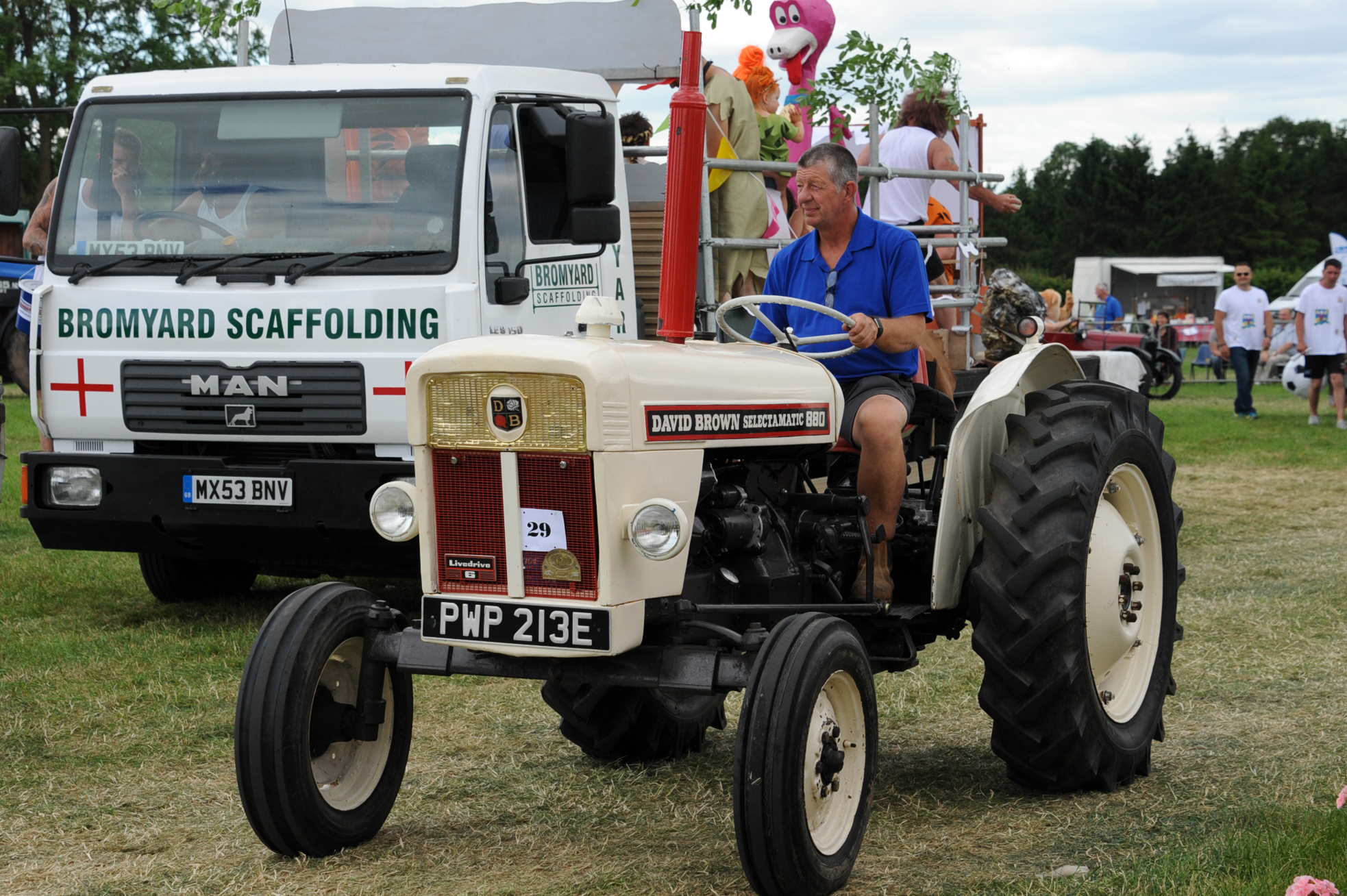 A David Brown tractor on parade in the main arena in 2017 