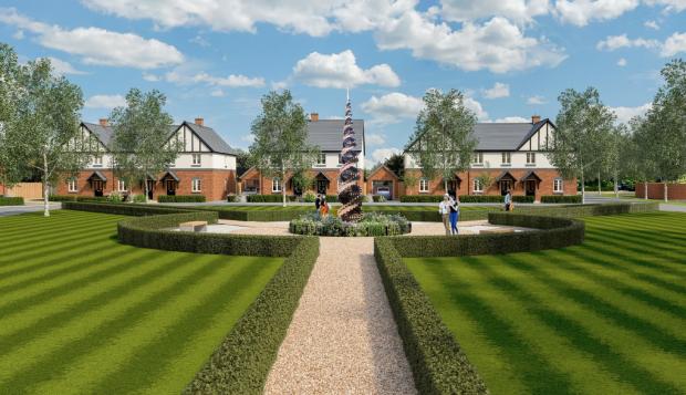 Hereford Times: A CGI showing the Spire sculpture at St Mary’s Garden Village 
