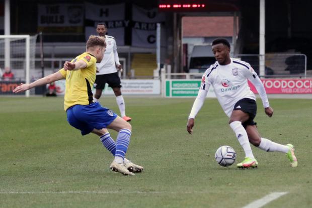 Hereford Times: Aston Villa loanee Seb Revan is one of the inexperienced players in the Hereford side. Picture: Steve Niblett/Hereford FC