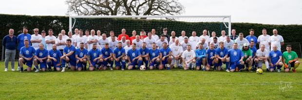 Hereford Times: The two squads who took part in the match. Picture: Nigel Mee