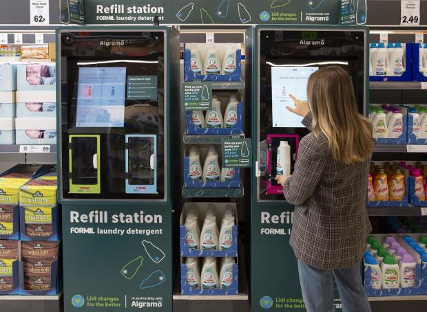 Hereford Times: Lidl is trialling UK’s first supermarket ‘smart’ laundry detergent refill station. Picture: Lidl