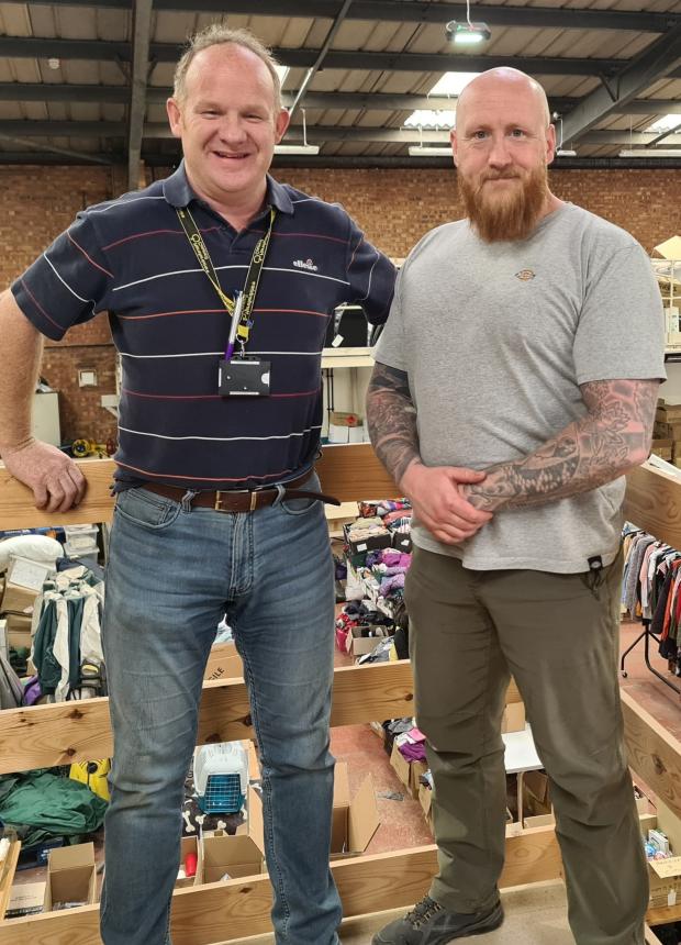 Hereford Times: Dean Granger (left) and Johno Johnson are the two Ukrainian program officers based at the Three Elms warehouses